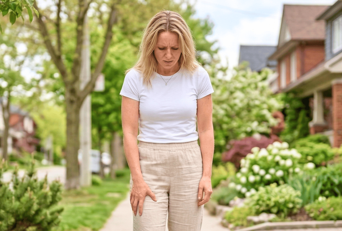 Cruralgie de la cuisse d'une femme