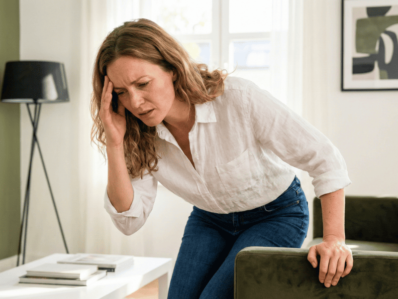Vgm élevé femme ayant un vertige